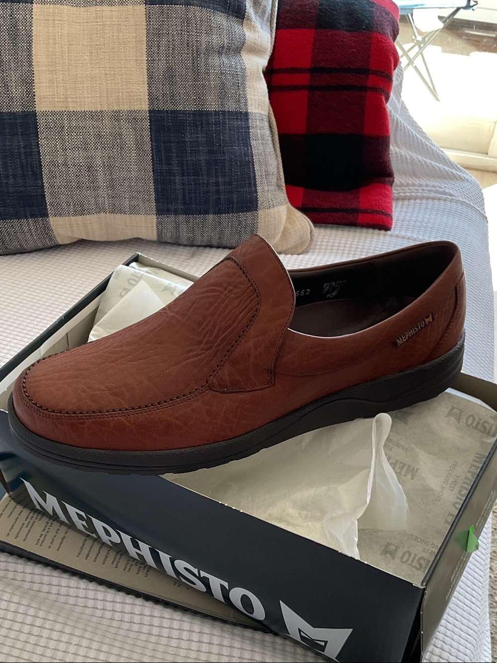 Mephisto Men's Chestnut Brown Leather Slip-On Loafer